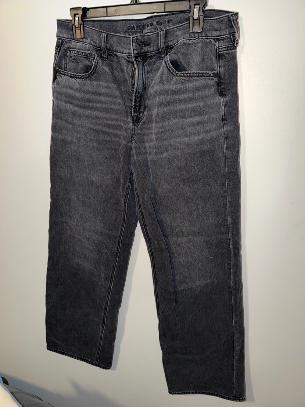 American Eagle Outfitters Women's Dark Gray Wide-Leg Jeans